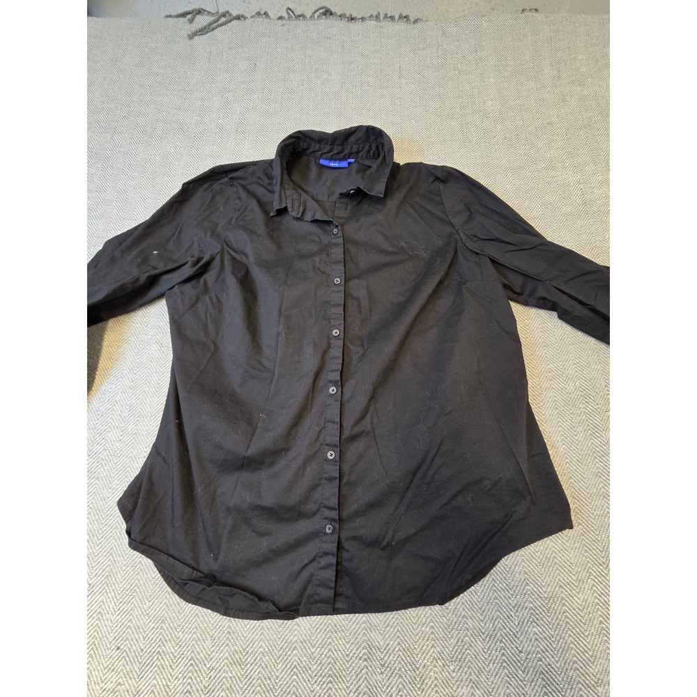 Apt.9 Shirt Womens XL Black Regular Fit Casual Long Sleeve Collared Button Front